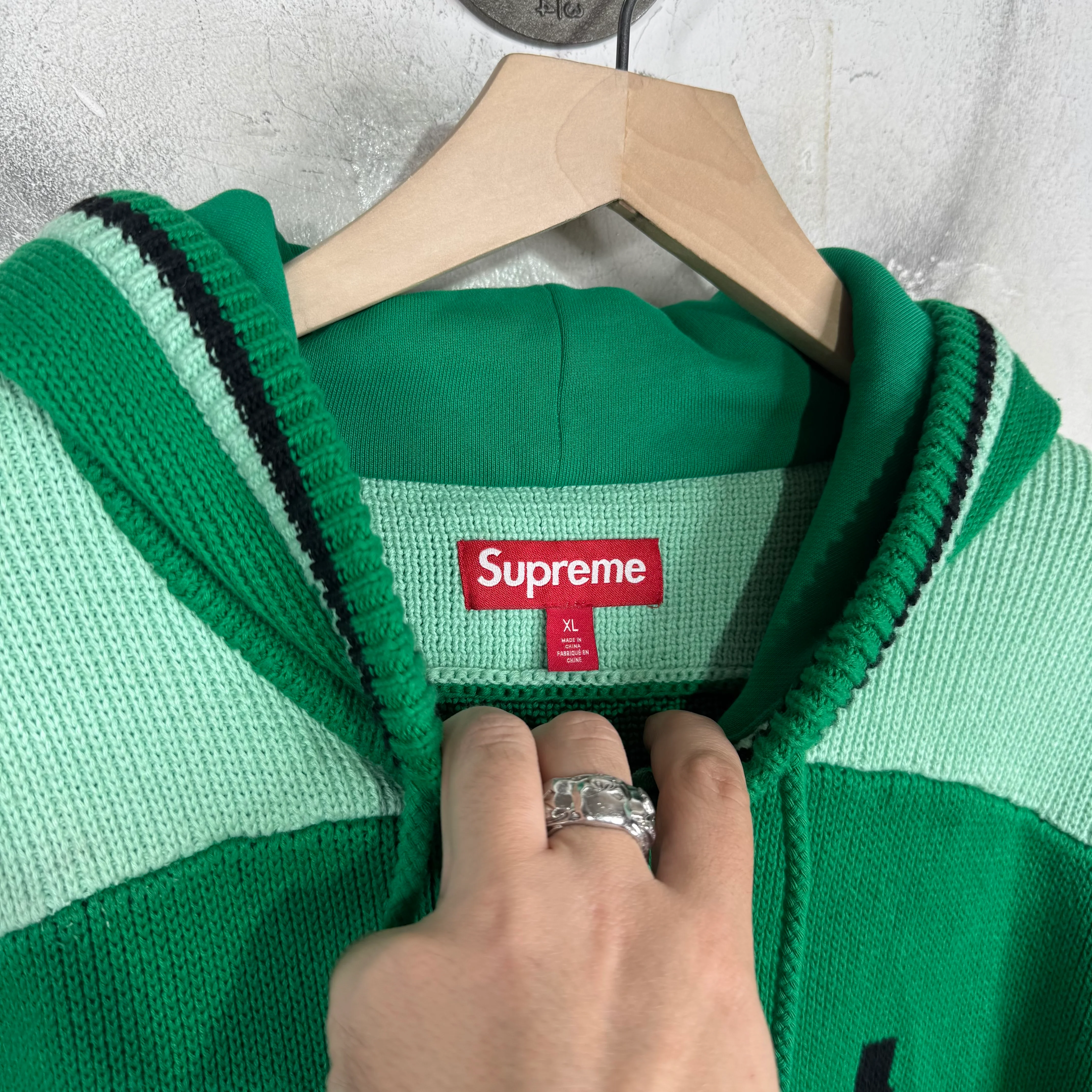Supreme Green 23 Knit Zip Hoodie - Image 3
