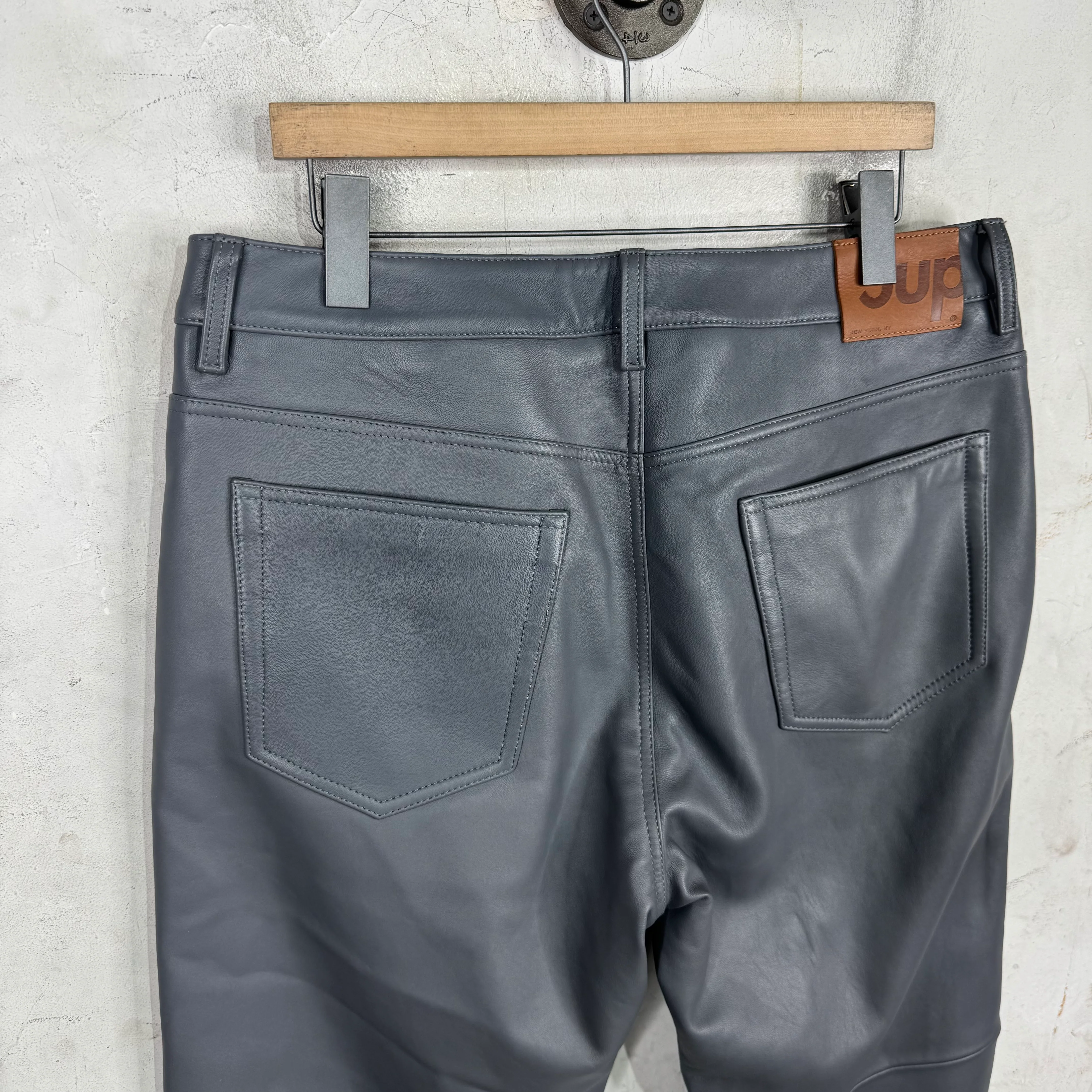 Supreme Grey Leather Pants - Image 9