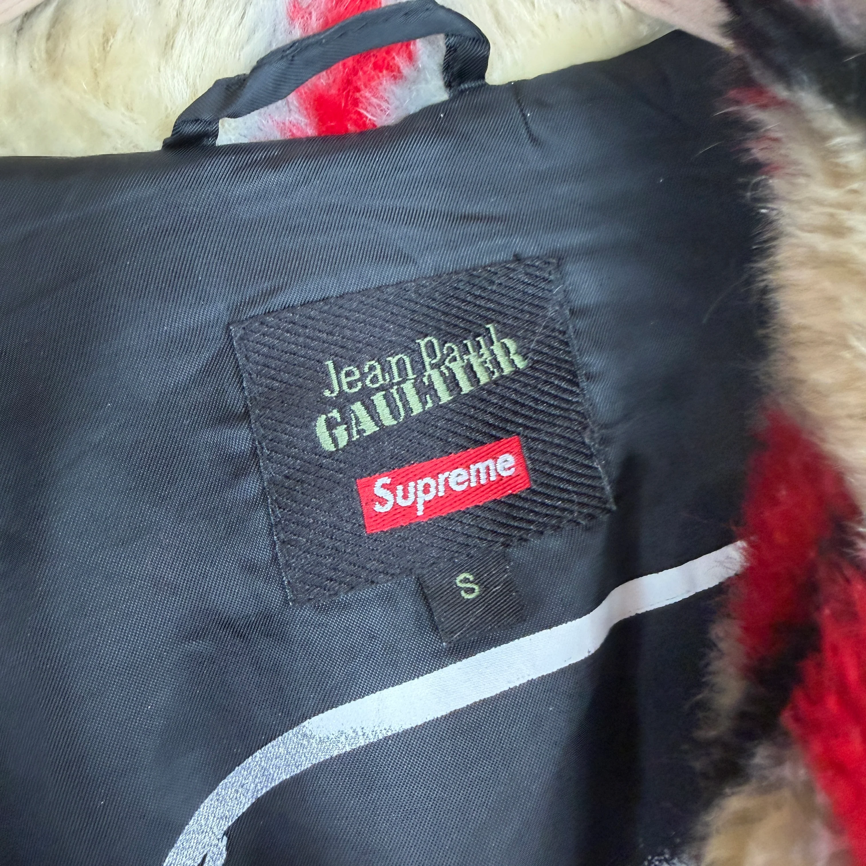 Supreme JPG Checkered Faux Fur Trench Coat - Image 3