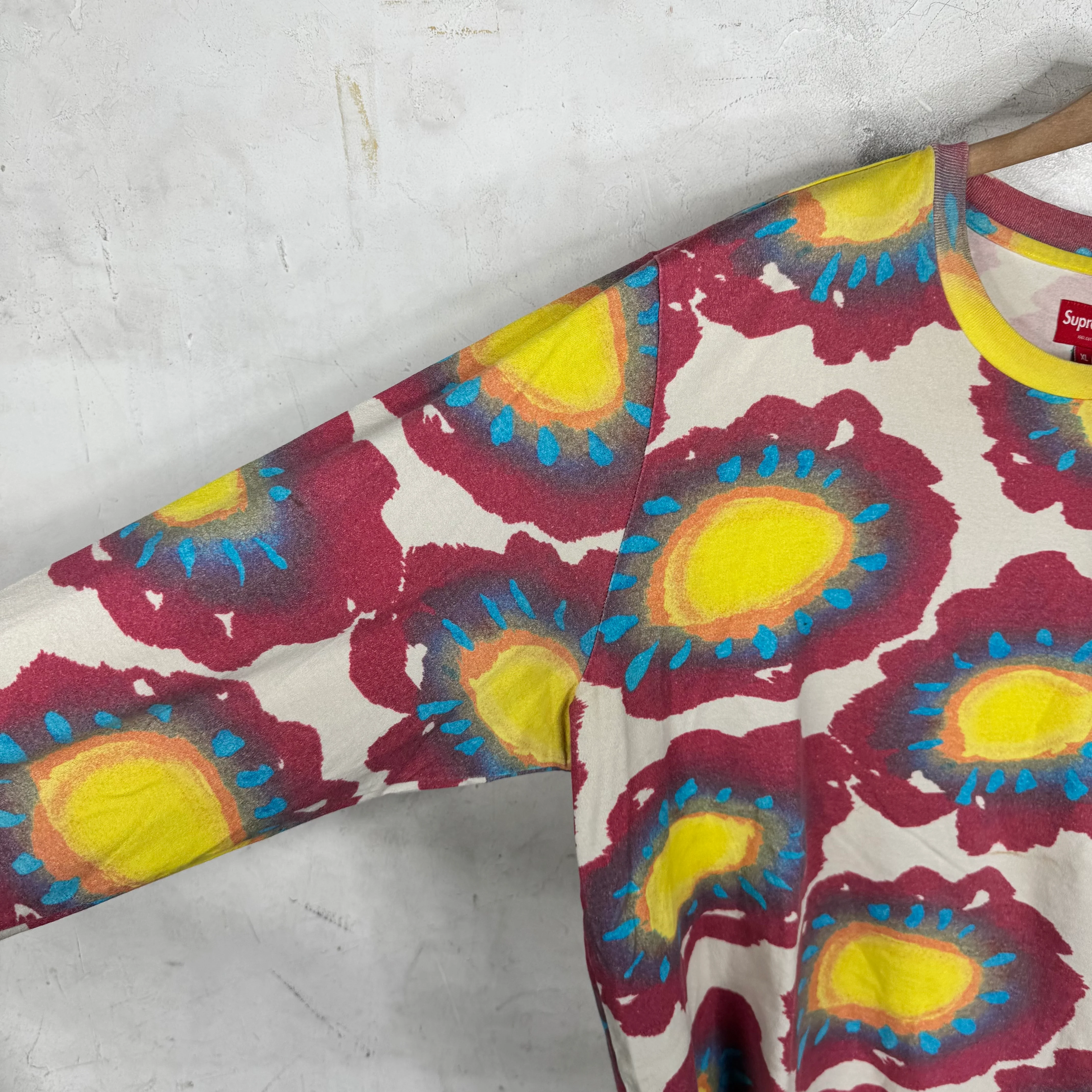 Supreme Red Painted Flowers L/S Shirt - Image 4