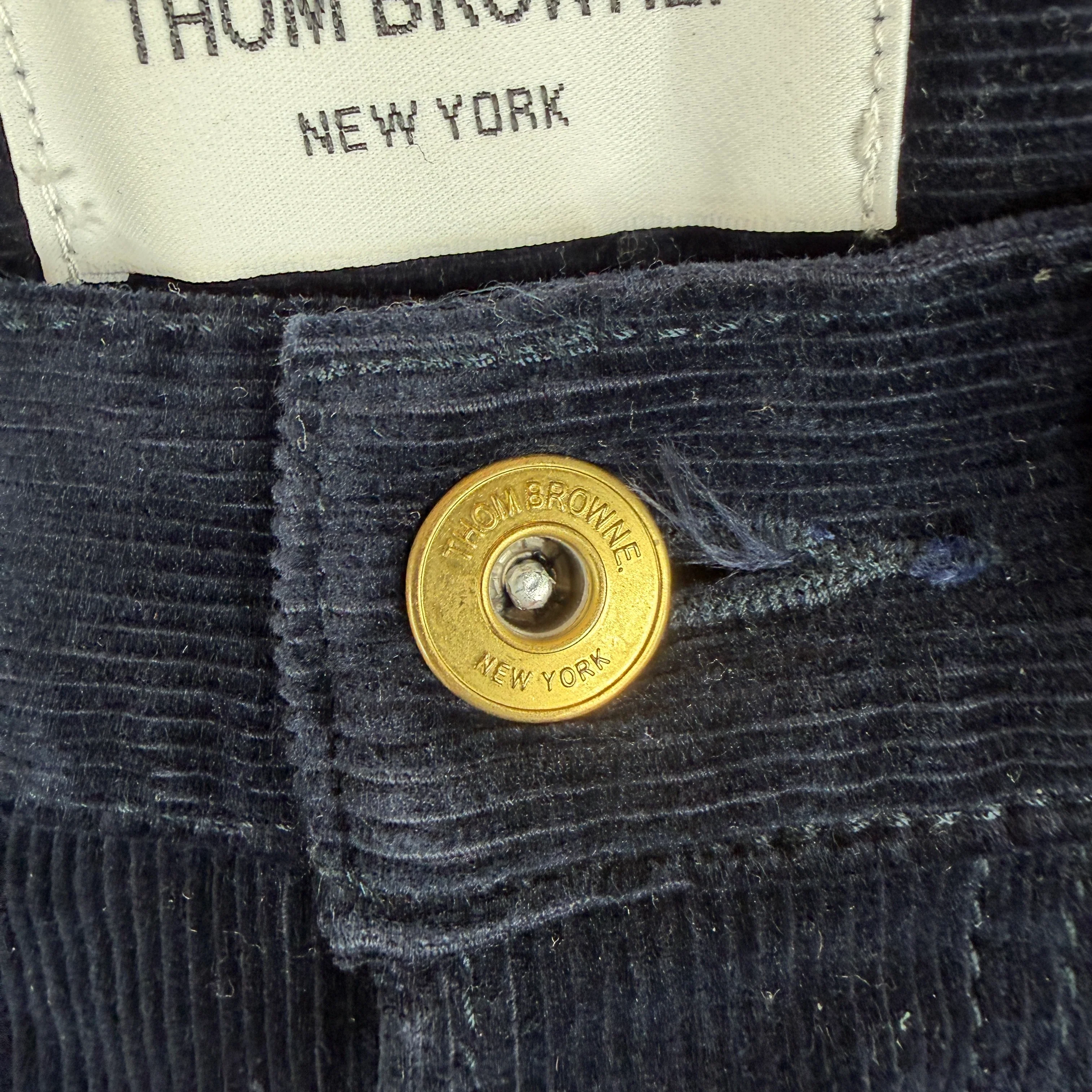 Thom Browne Navy Corduroy Trousers - Image 8