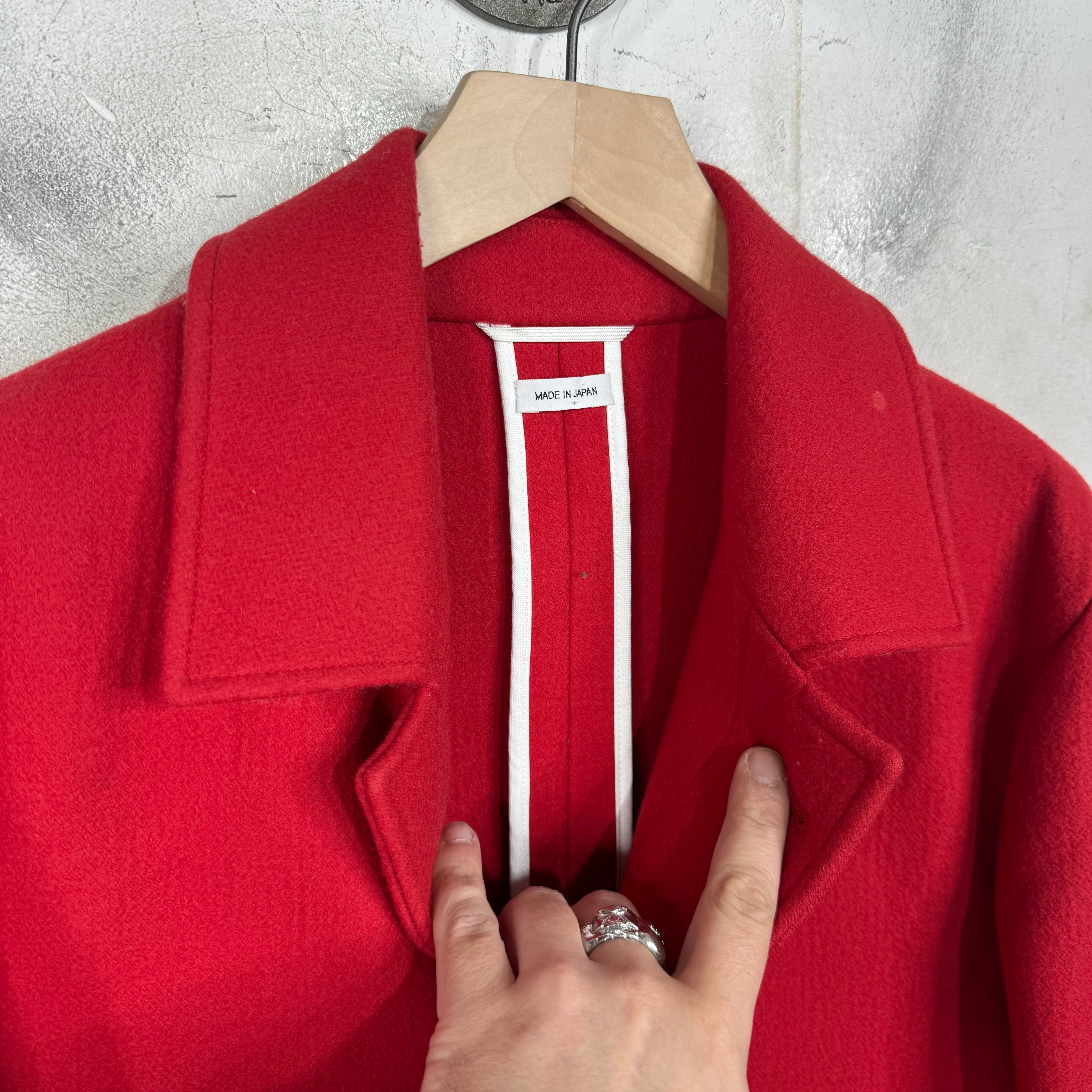 Thom Browne Red Wool Trench Coat - Image 3