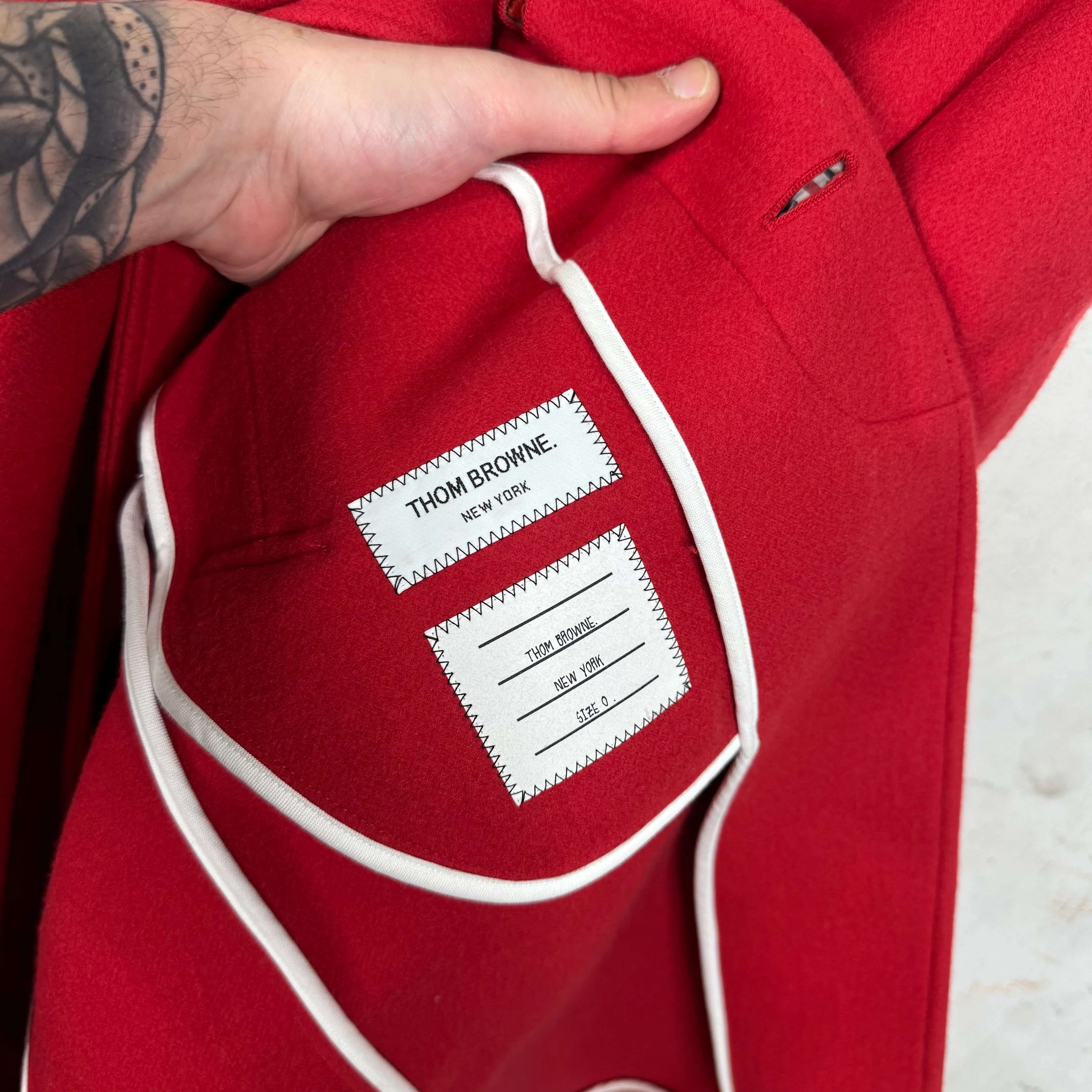 Thom Browne Red Wool Trench Coat - Image 4