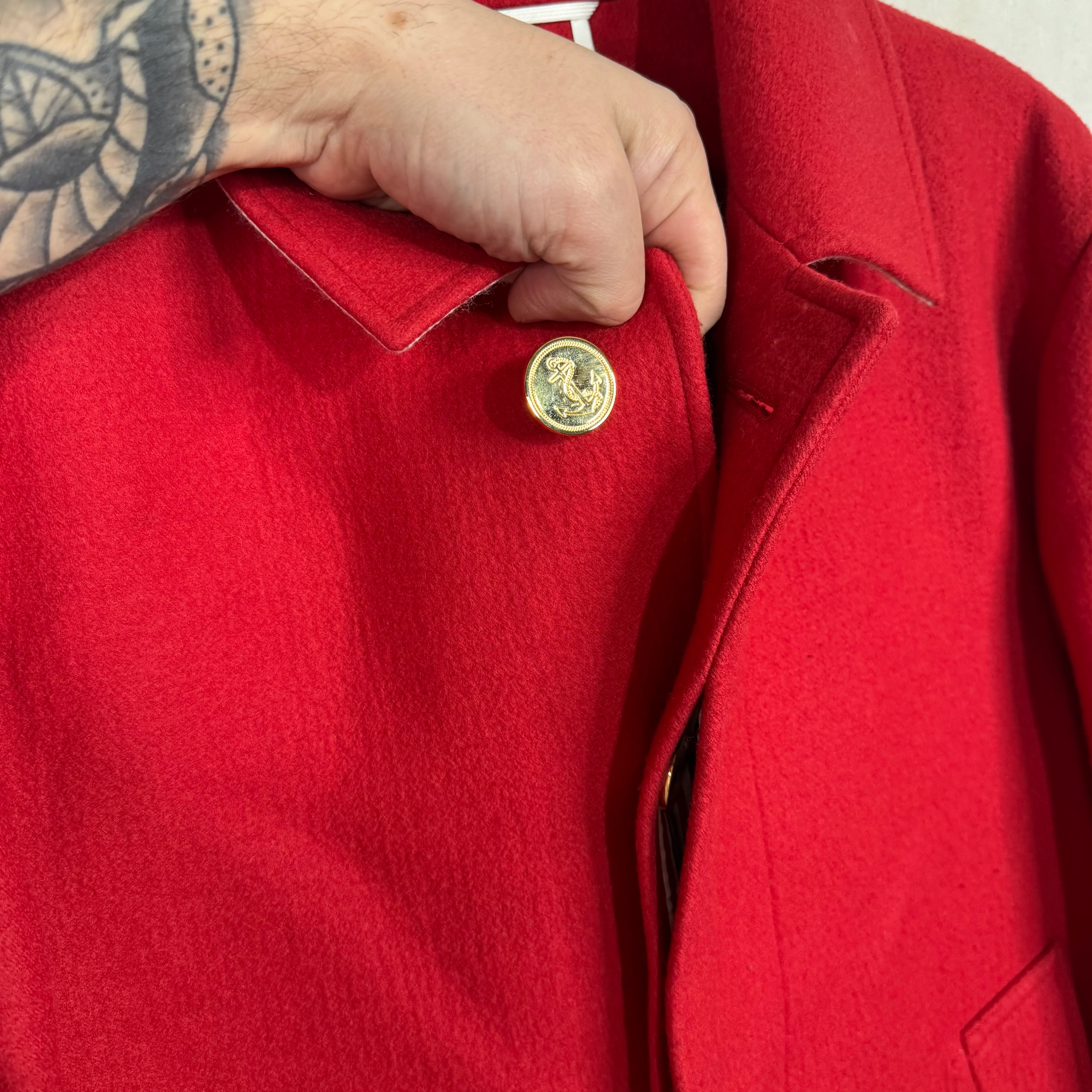 Thom Browne Red Wool Trench Coat - Image 6