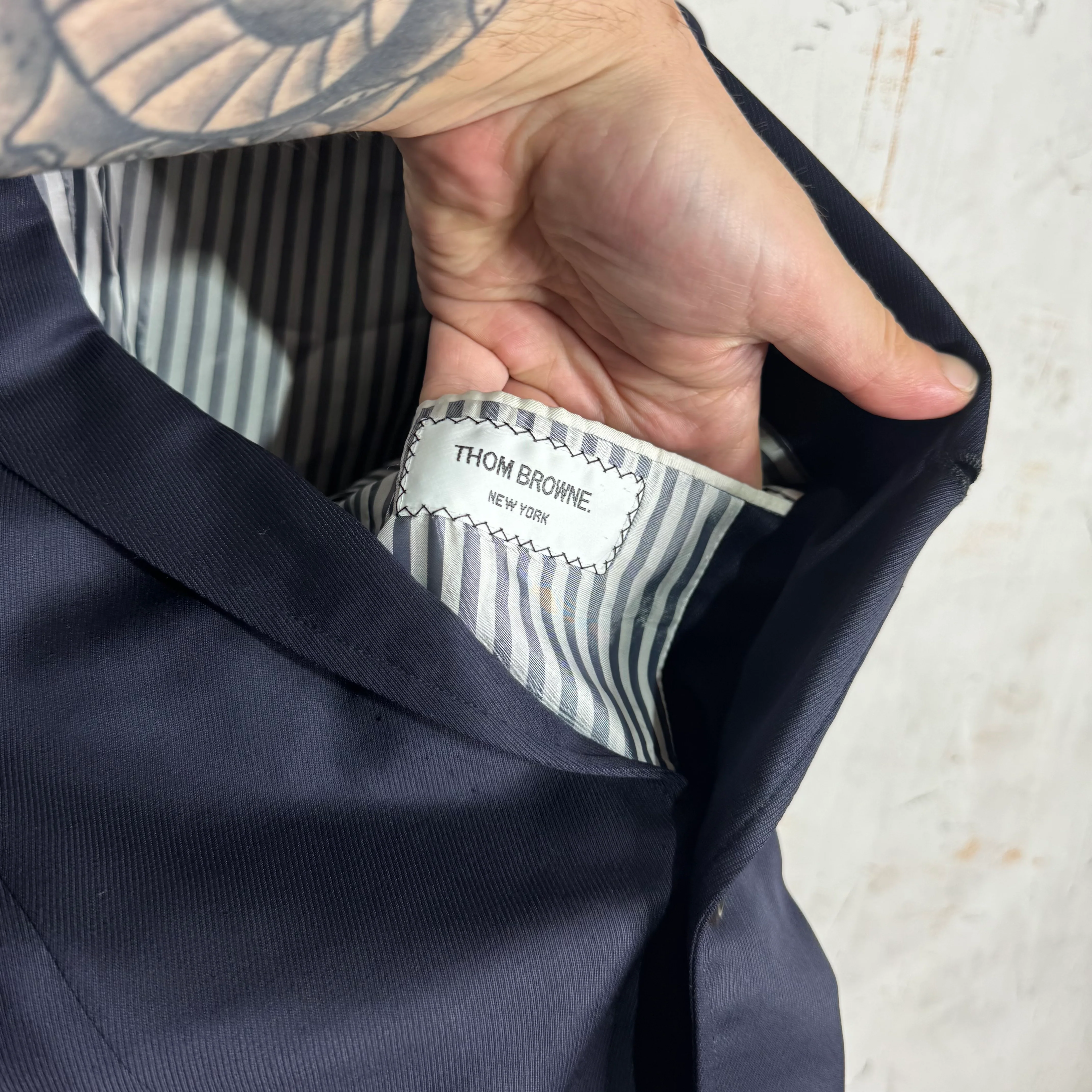 Thom Browne Navy 2 Button Blazer - Image 3