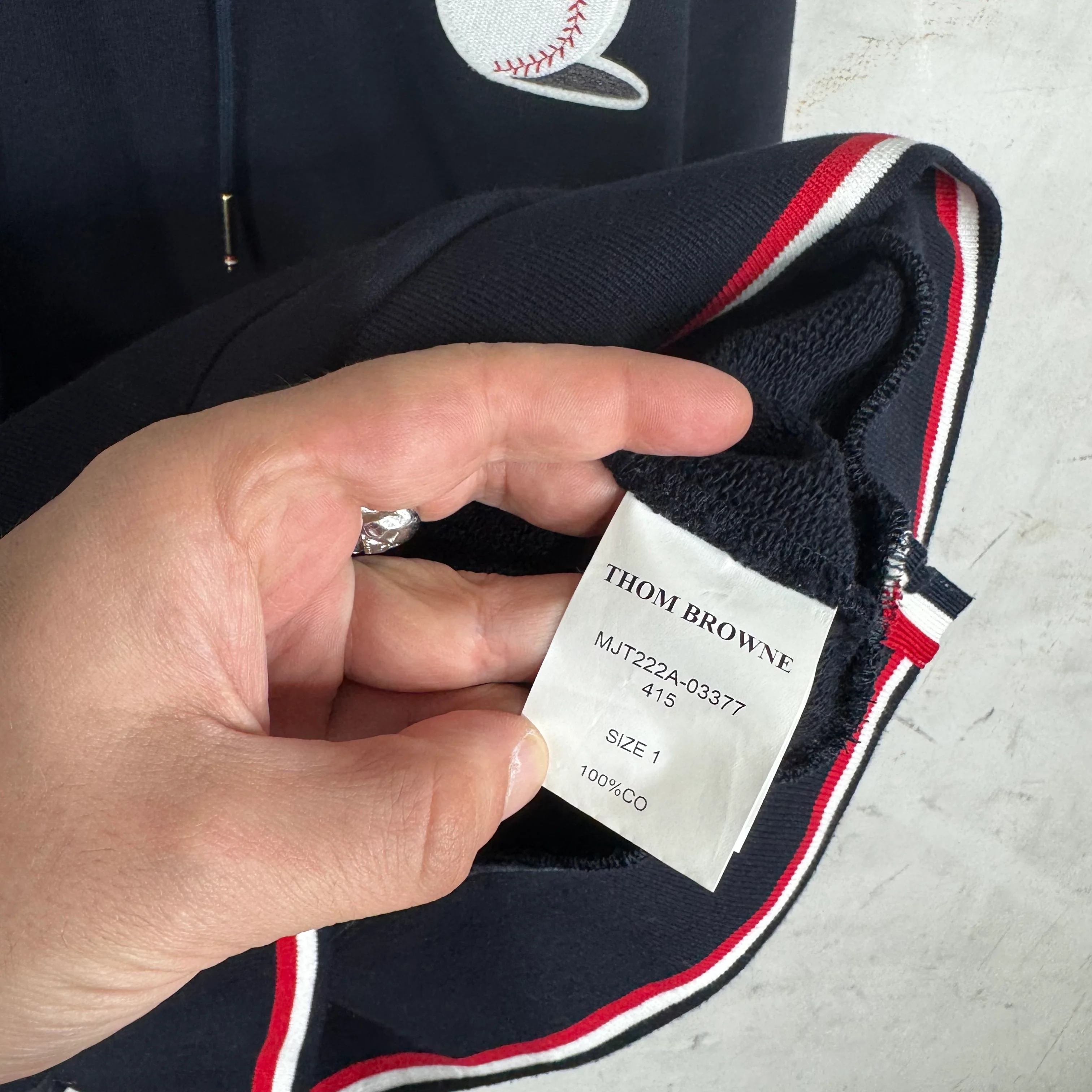 Thom Browne Navy Baseball Hoodie - Image 4