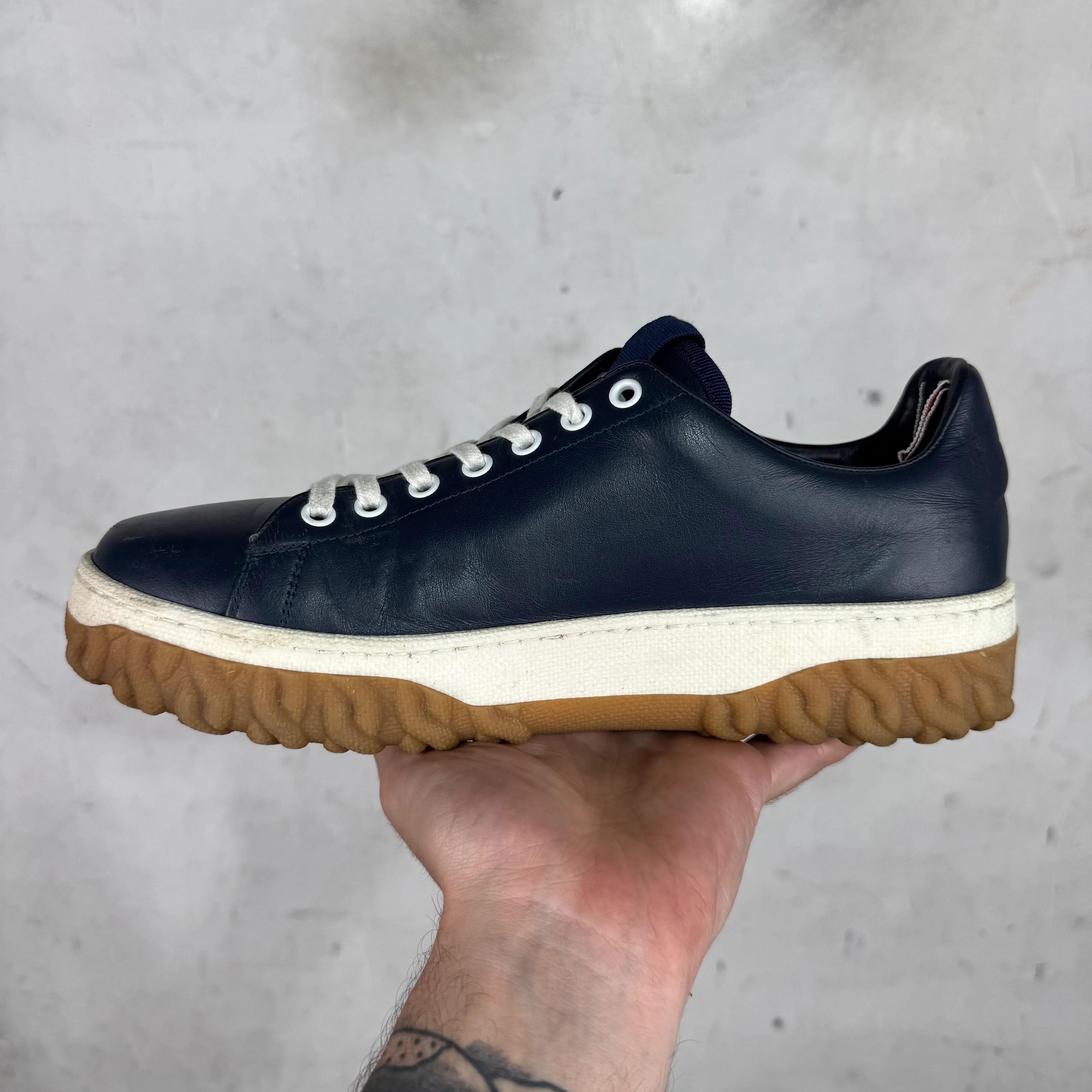 Thom Browne Navy Leather Vitello Sneakers - Image 4