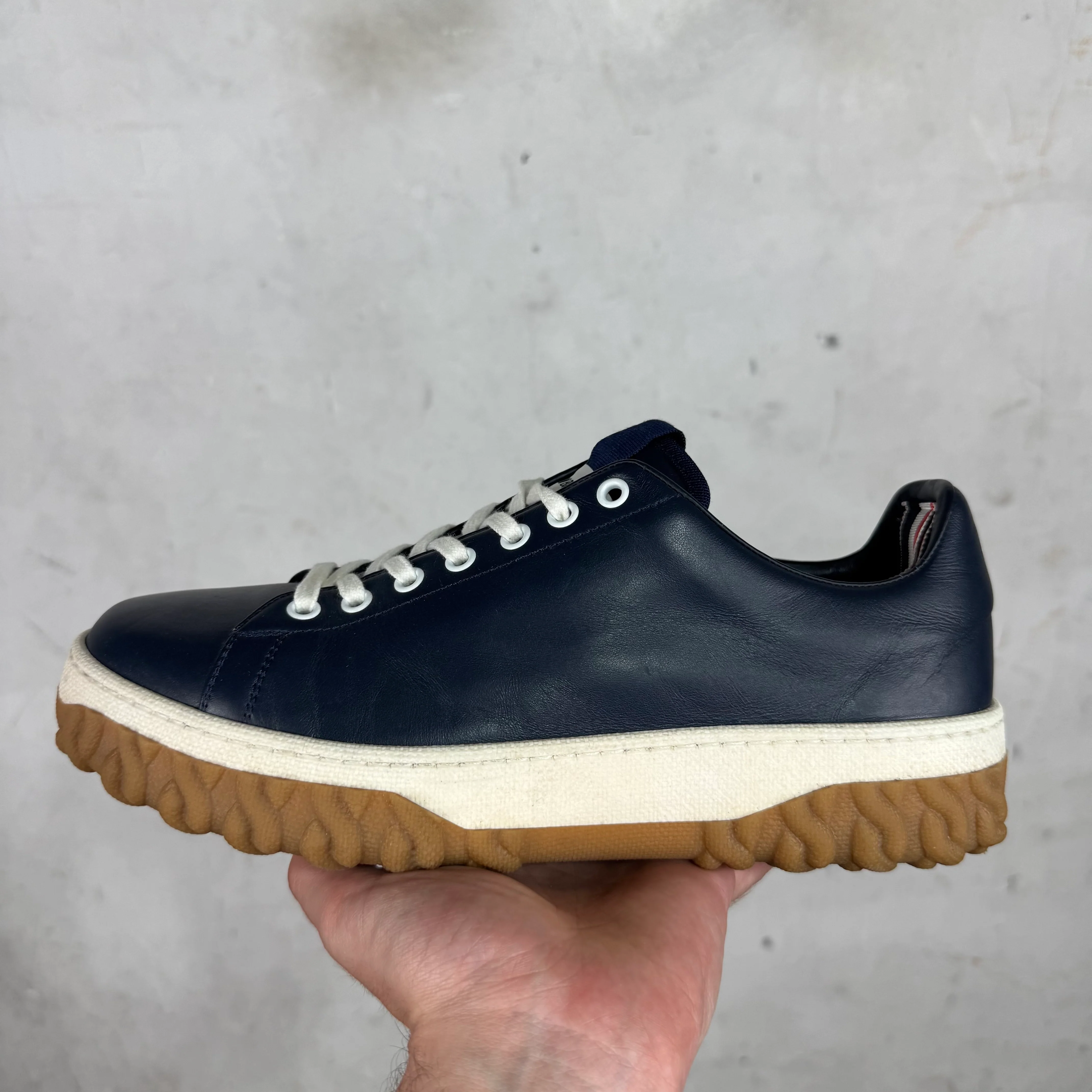 Thom Browne Navy Leather Vitello Sneakers - Image 7