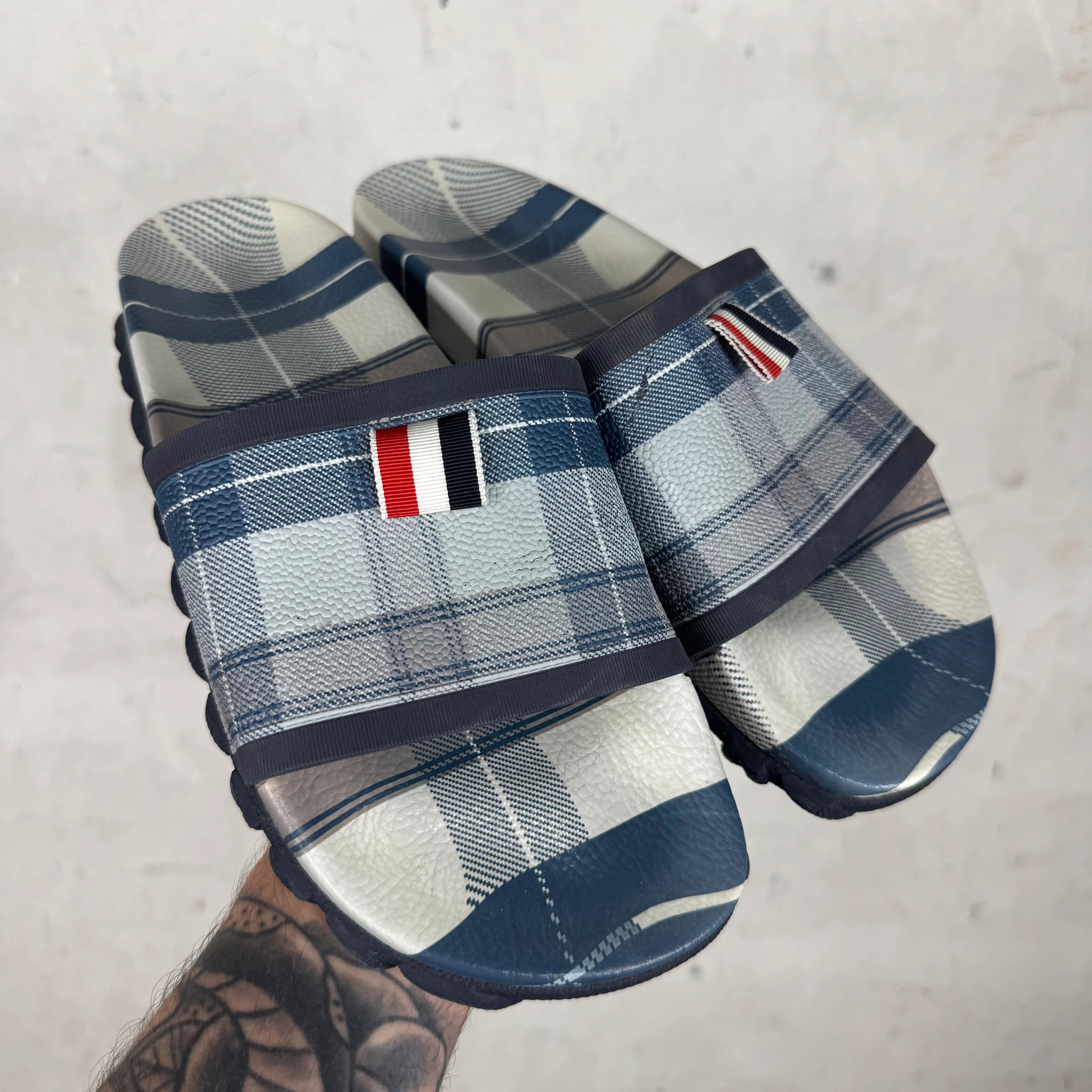 Thom Browne Plaid Slides