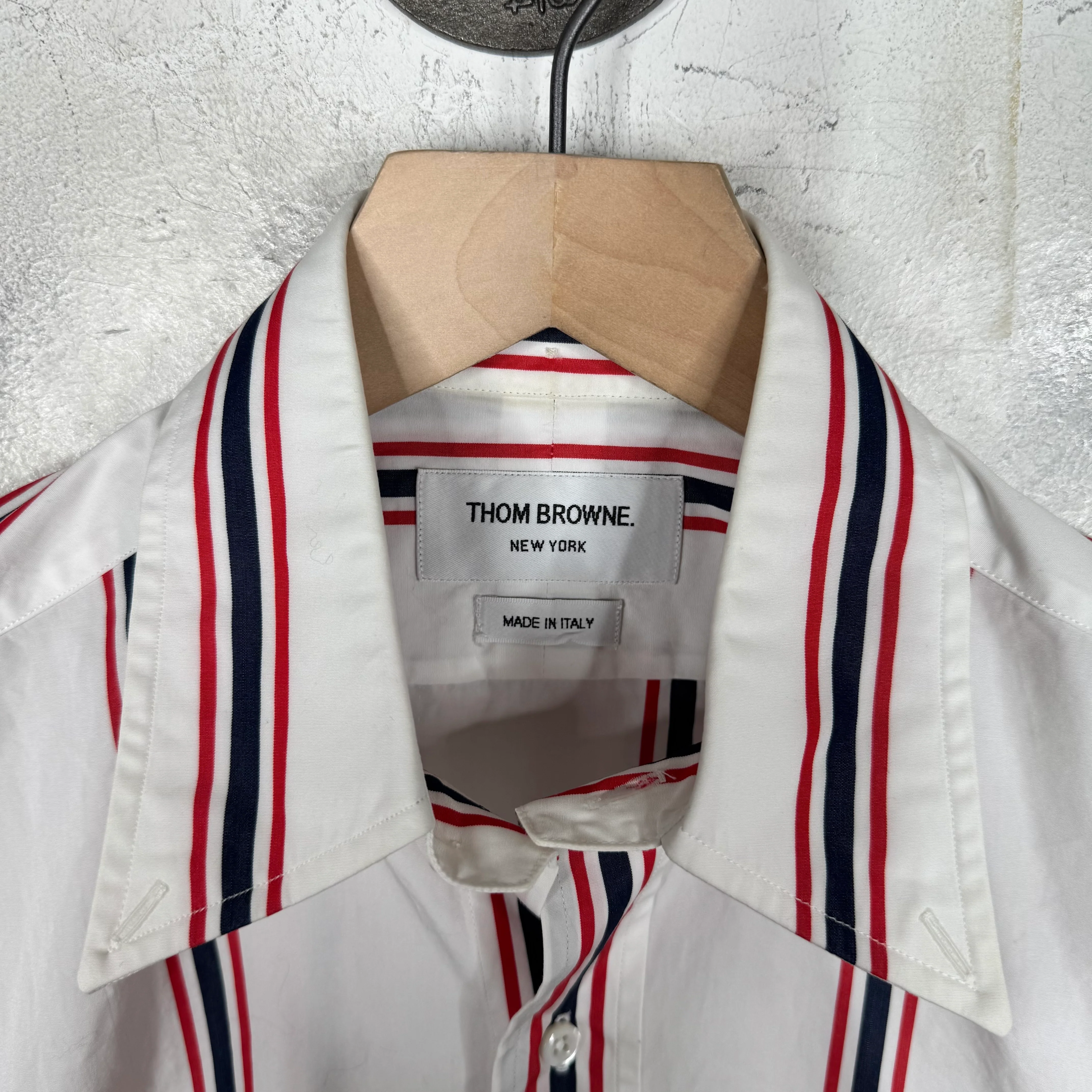 Thom Browne White Striped S/S Buttoned Shirt - Image 3