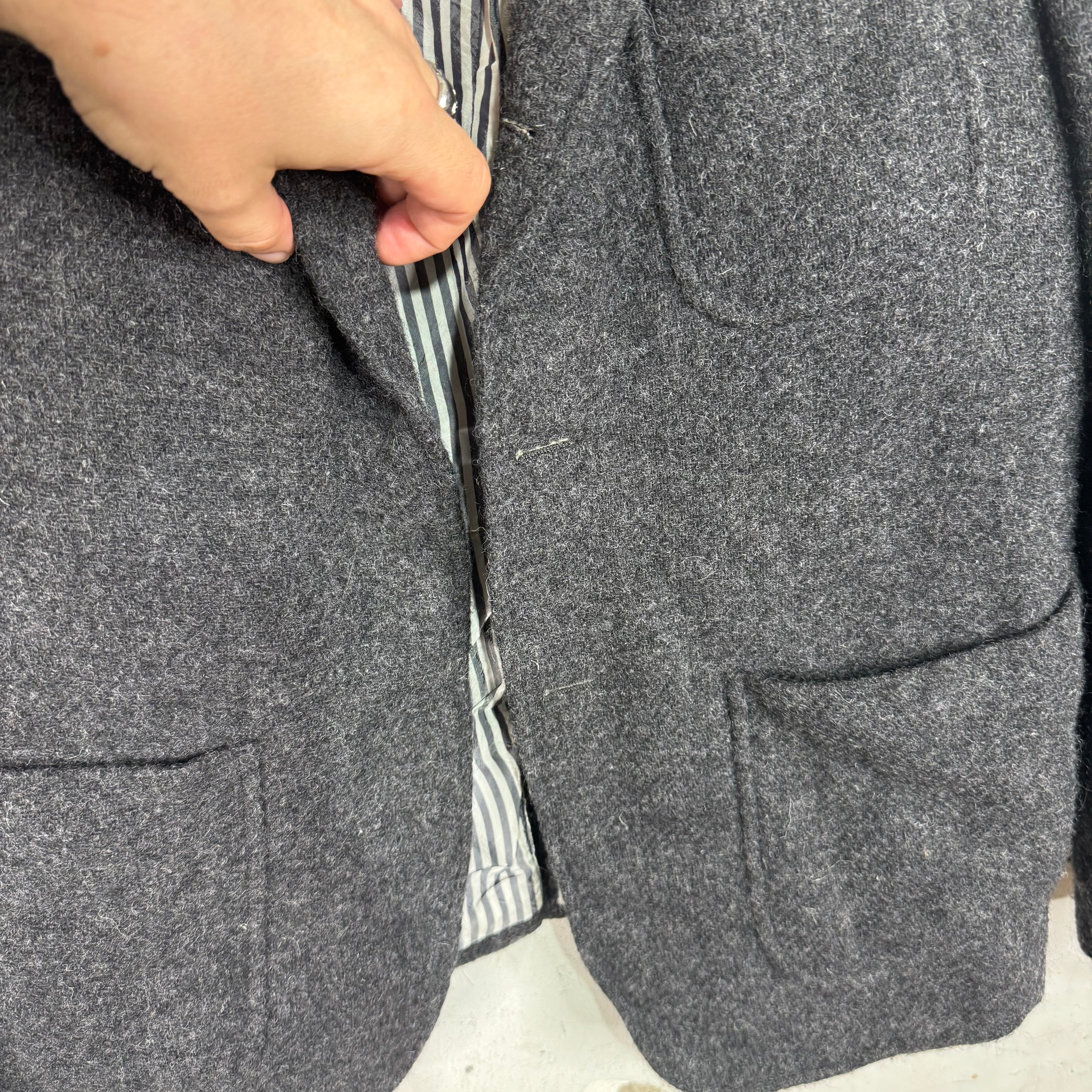 Thom Browne Dark Grey Wool Chore Blazer Jacket - Image 7