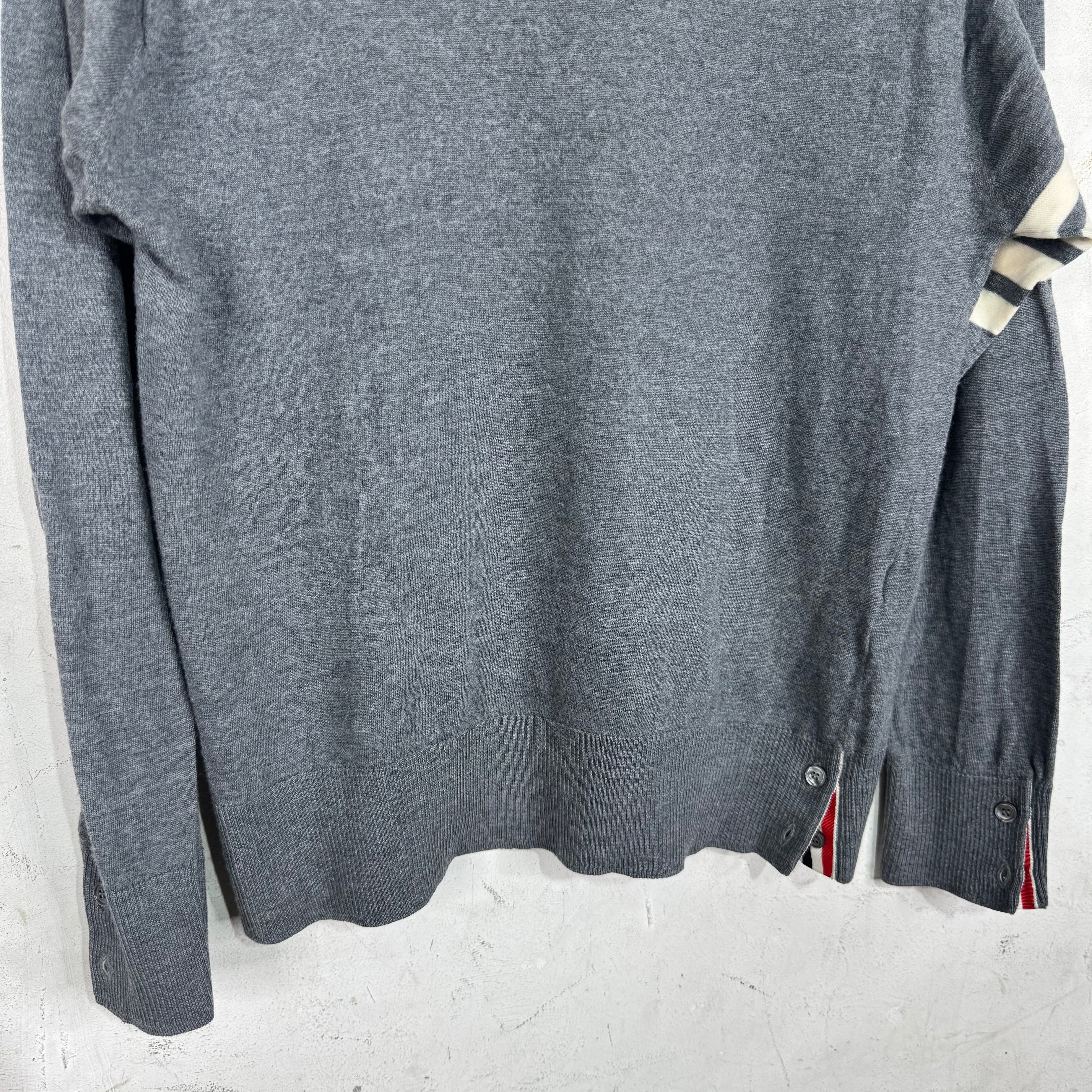 Thom Browne Grey Thin Striped Sweater - Image 6