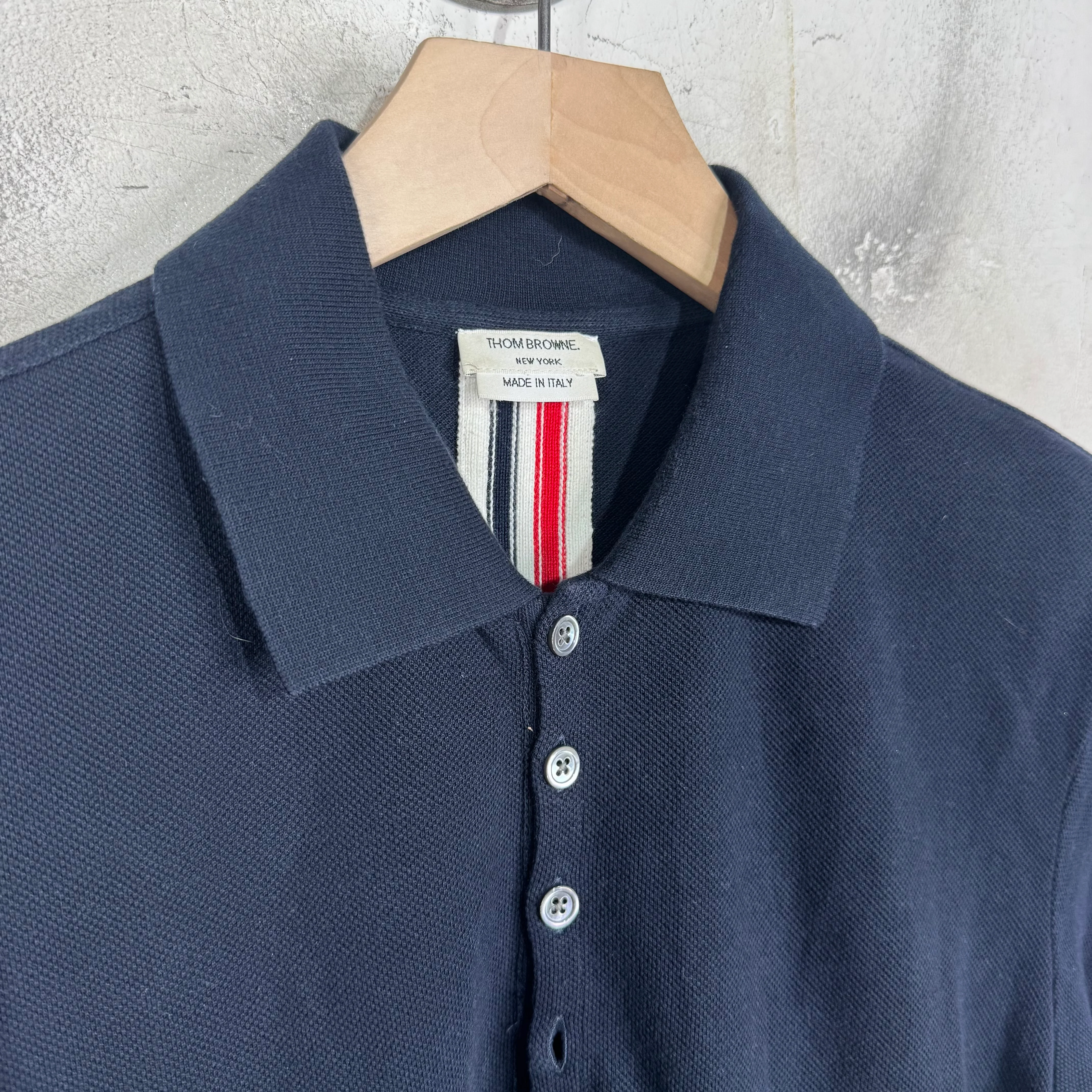 Thom Browne Navy Back Striped Polo - Image 3