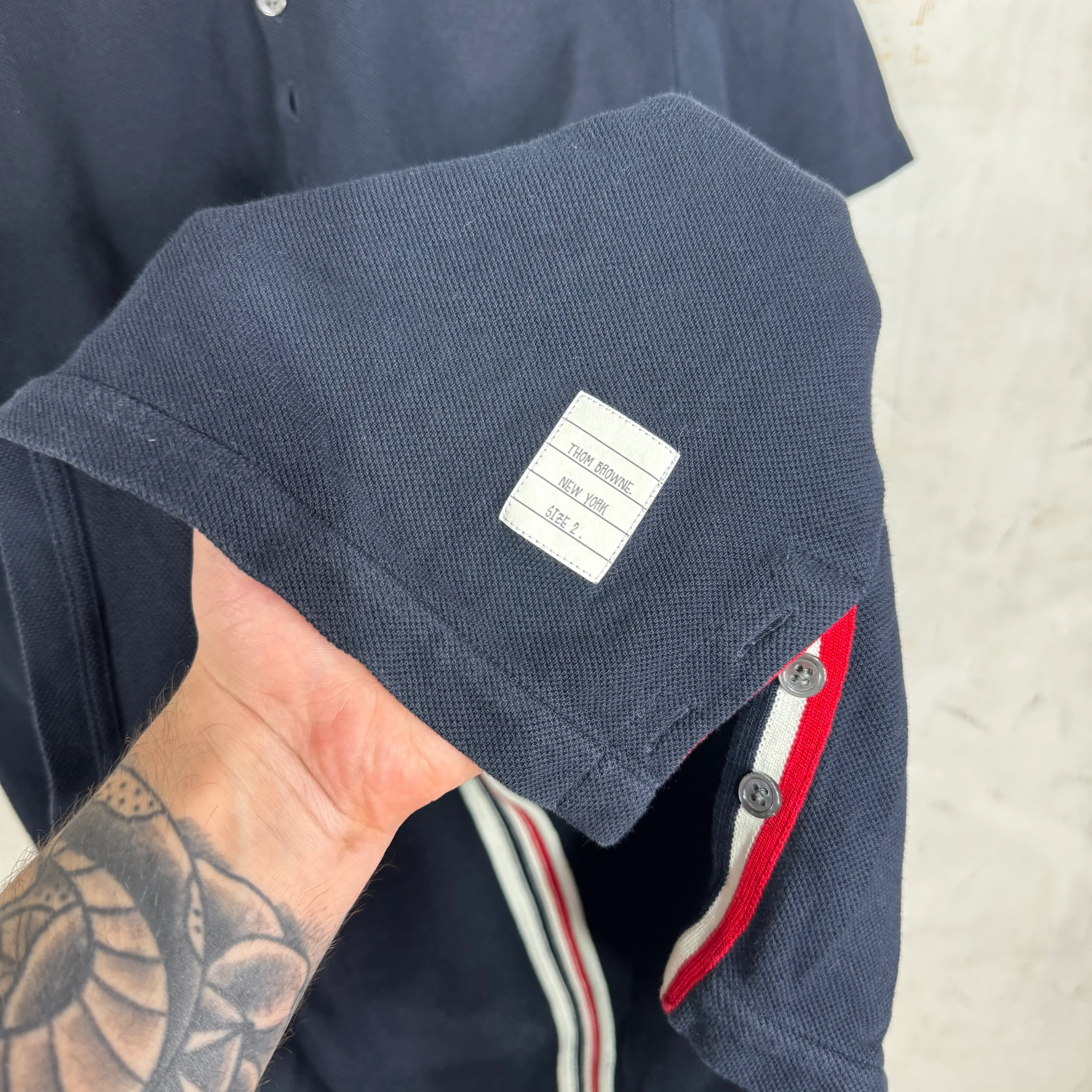 Thom Browne Navy Back Striped Polo - Image 7