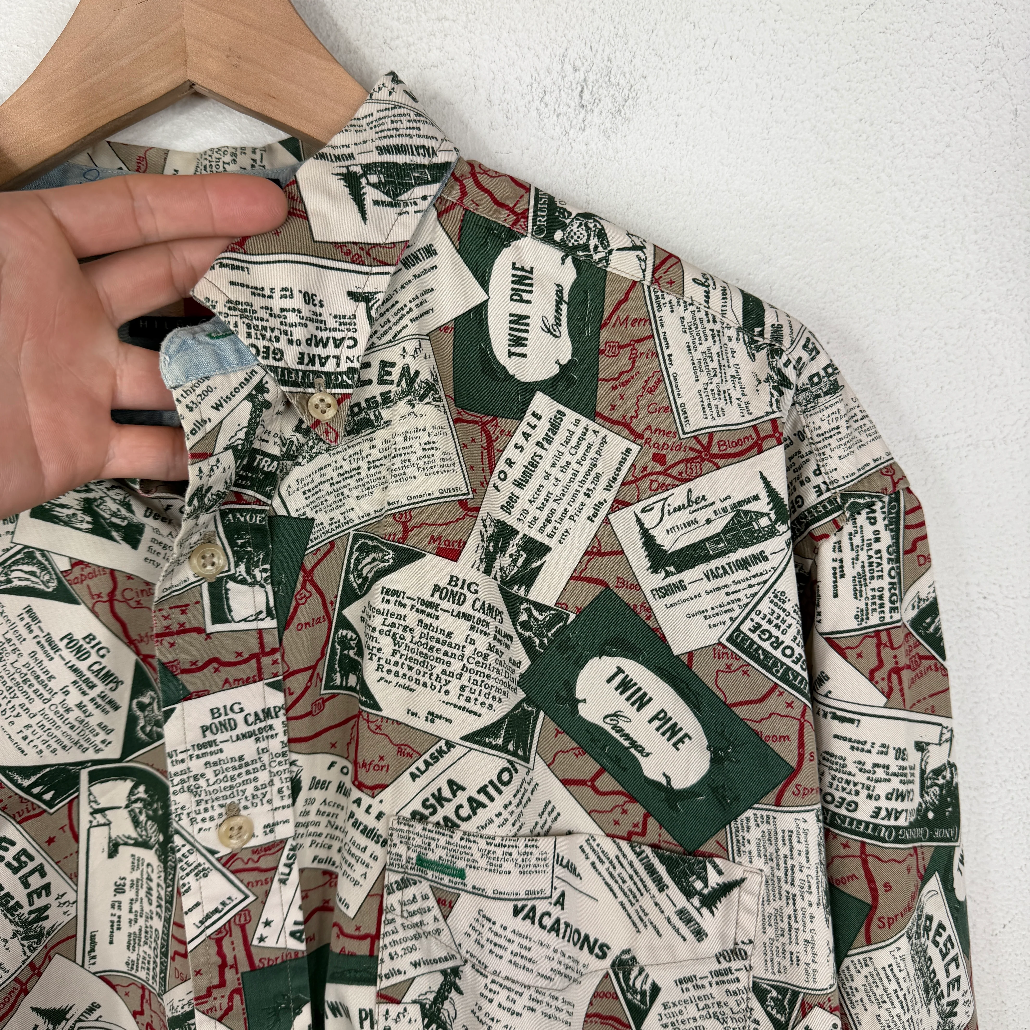 Vintage Tommy Hilfiger Post Card Button Up LS Shirt - Image 5
