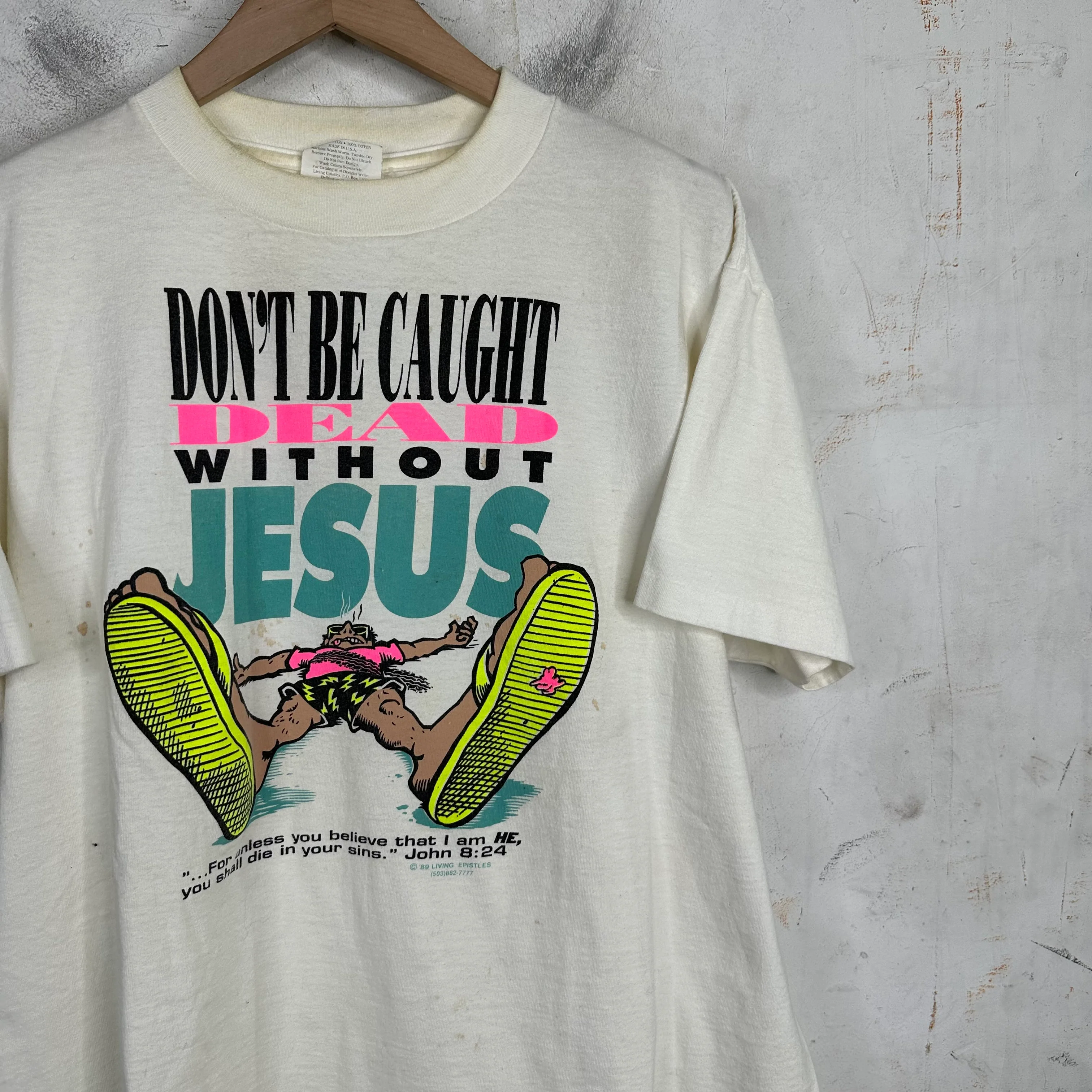 Vintage Caught Without Jesus T-Shirt - Image 4